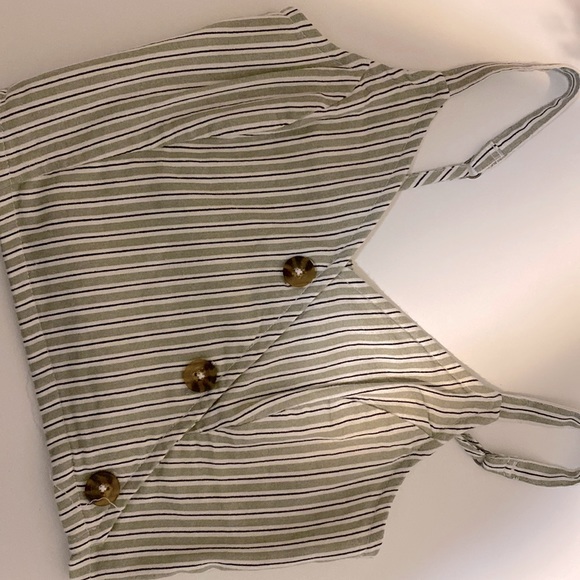 Hollister Green Striped Cropped Tank - Picture 1 of 2
